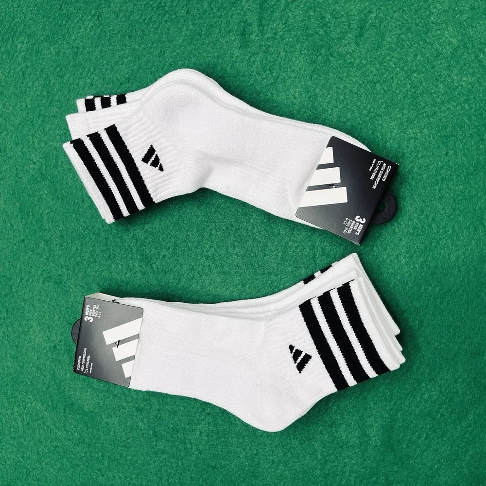6 Pair Adidas Mens All Day Training Clima Quarter Arch Compression Socks 6-12
